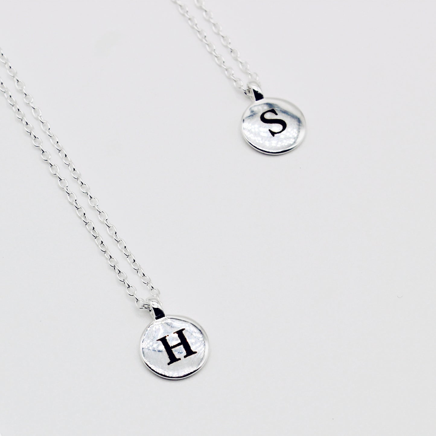 Personalised Sterling Silver Initial Letter Disc Short Necklace