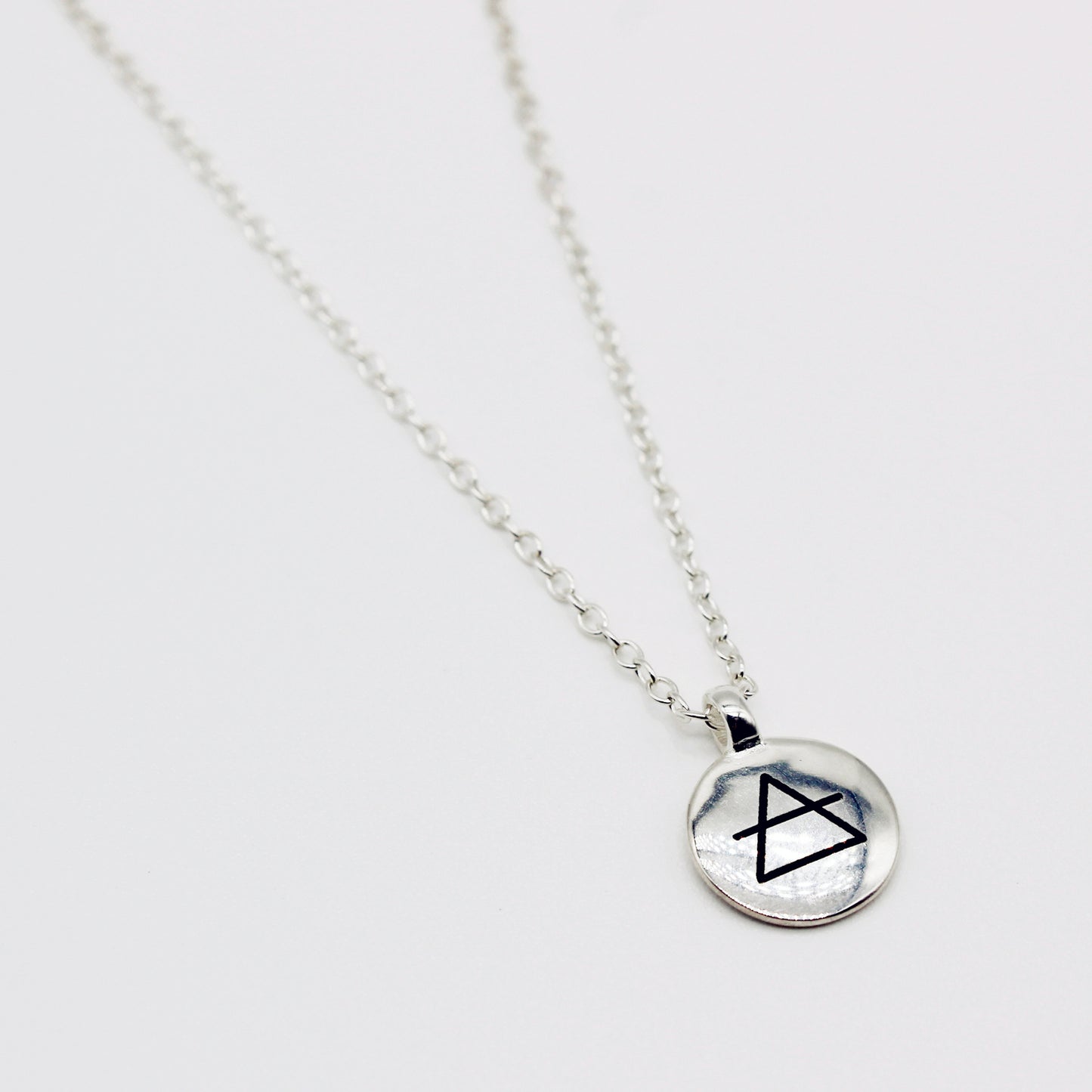 Personalised Sterling Silver Astrology Elements Symbol Disc Necklace