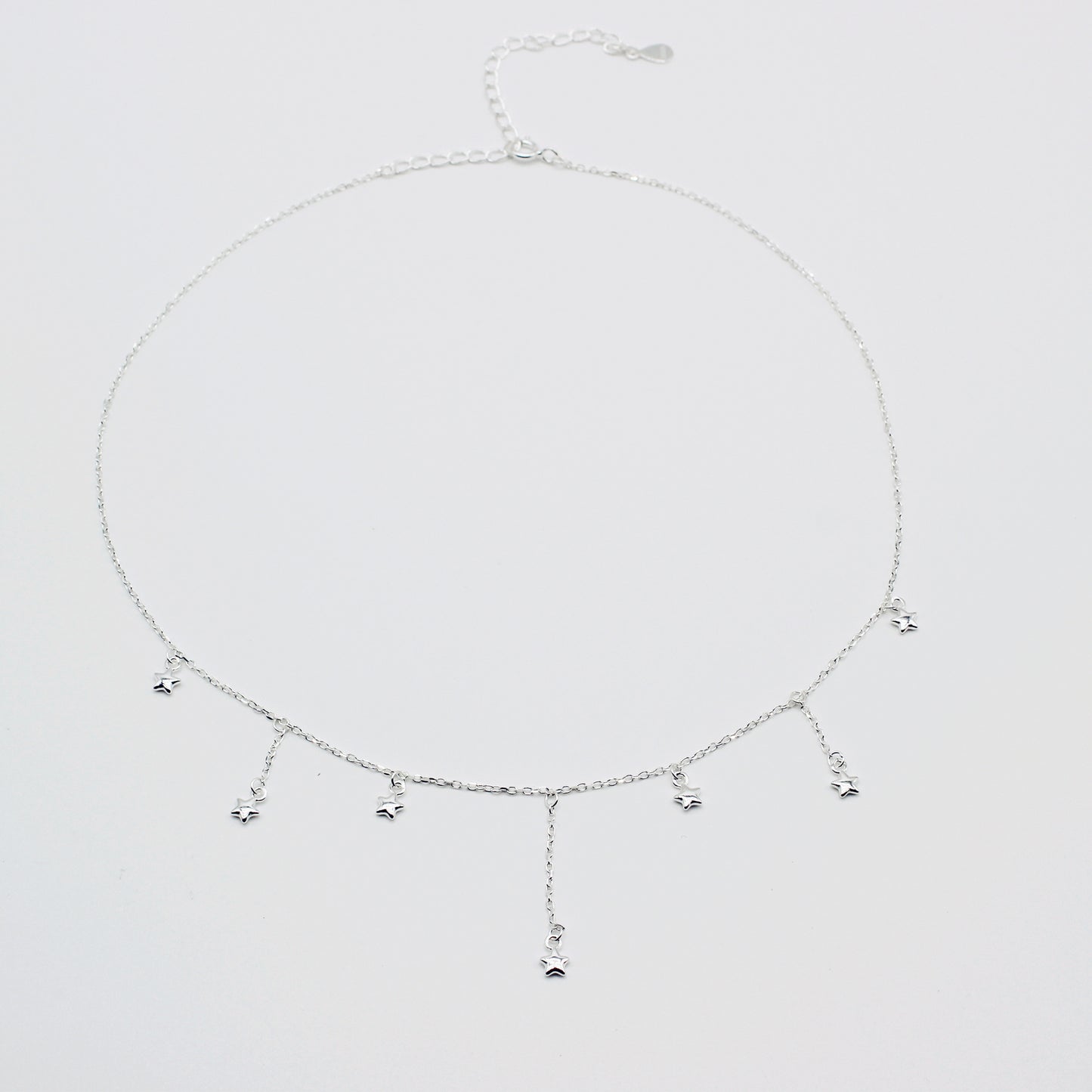 Sterling Silver Drop Stars Choker Necklace