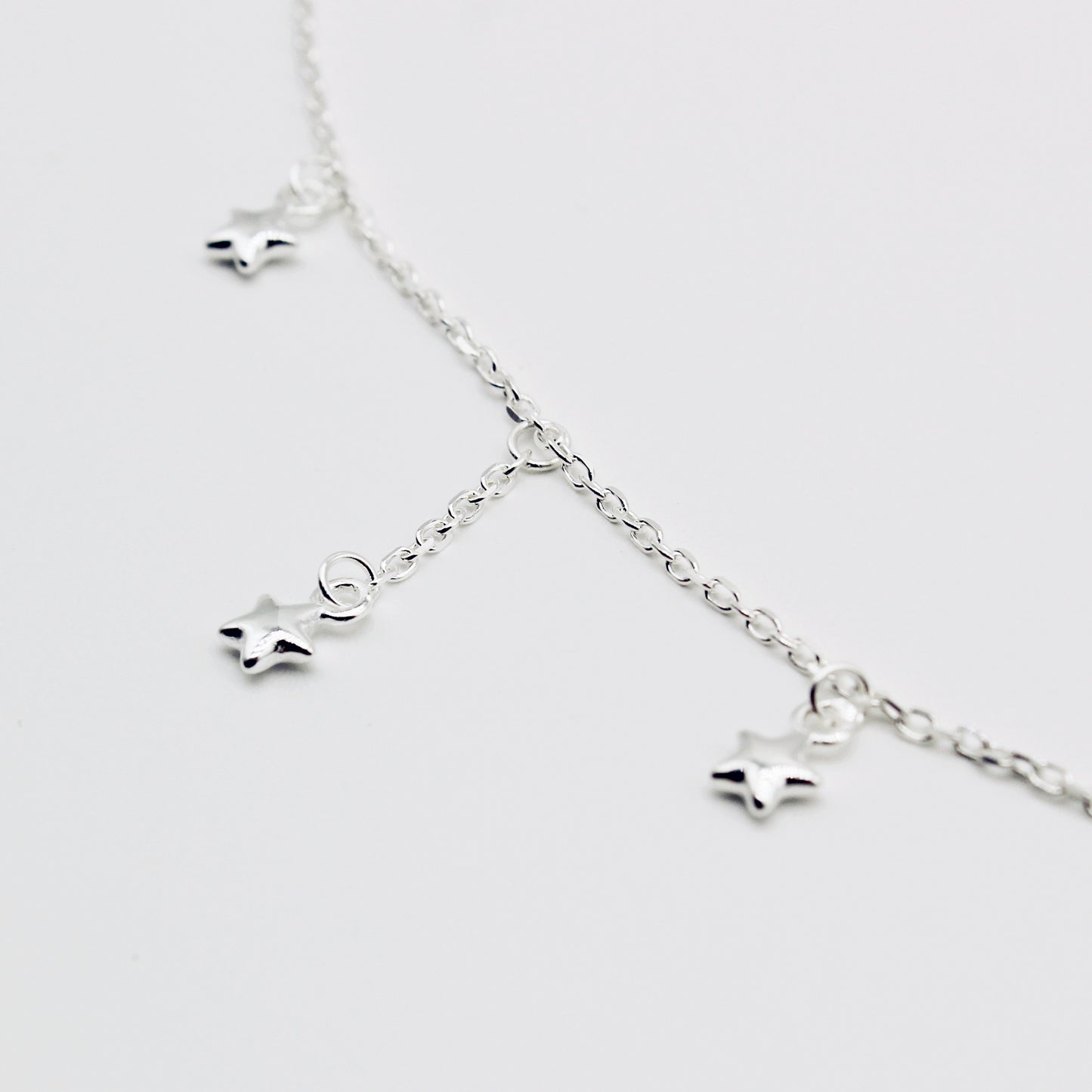 Sterling Silver Drop Stars Choker Necklace