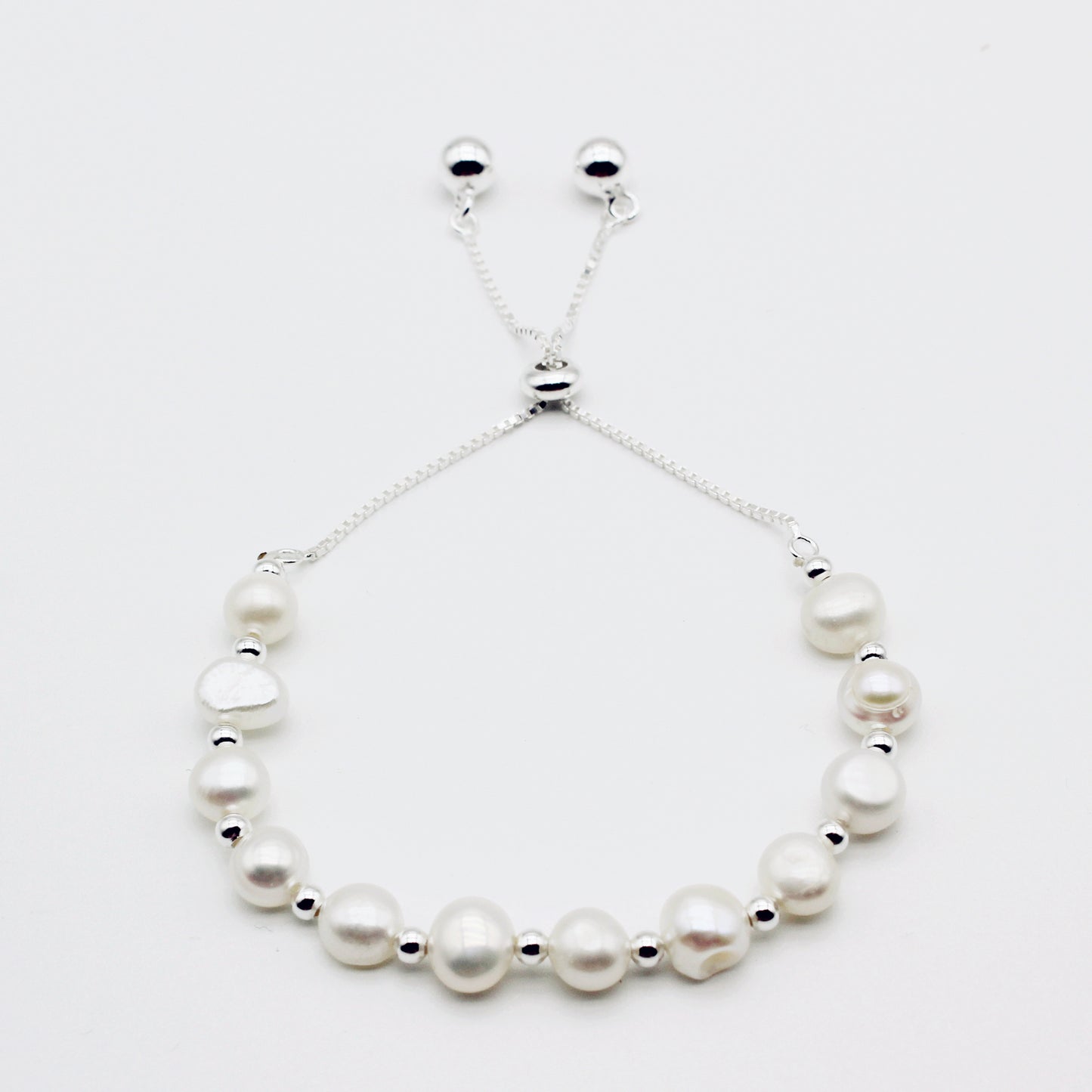 White Freshwater Pearl Slider Bracelet