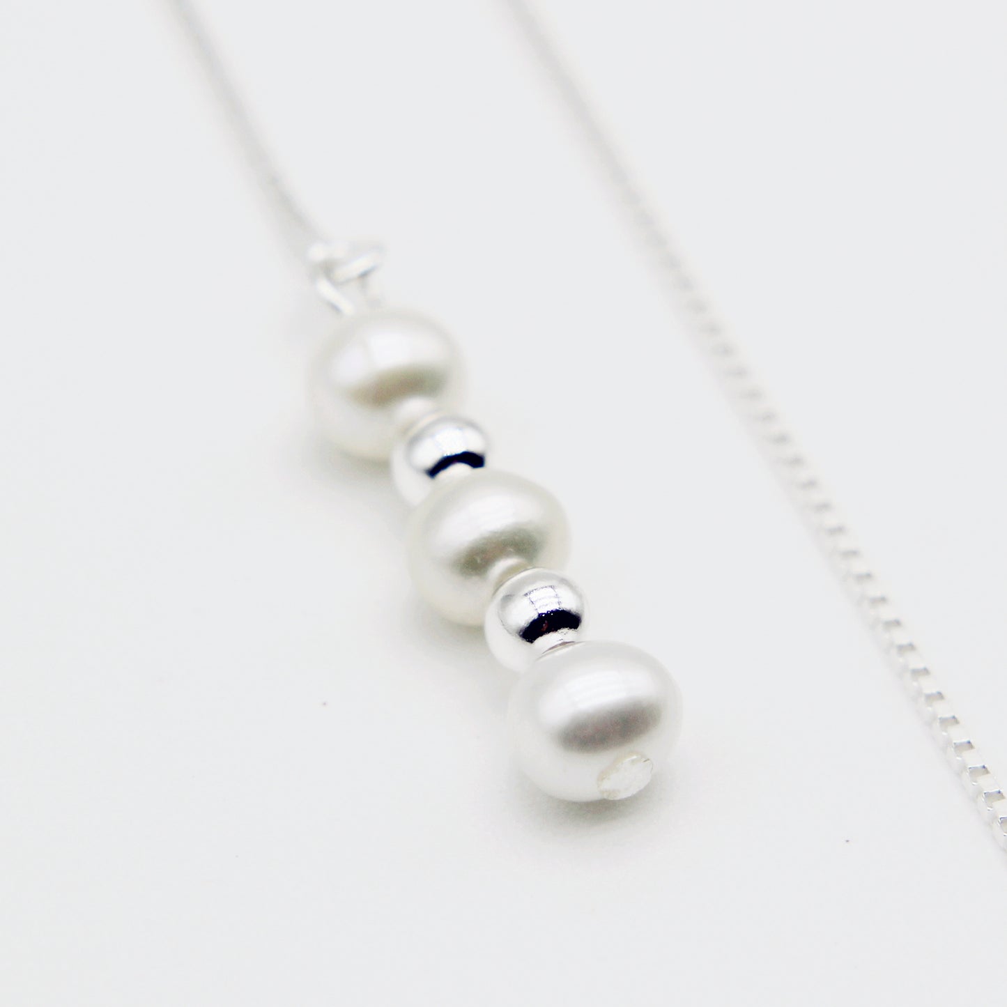 Sterling Silver Freshwater Pearl Threader Earrings