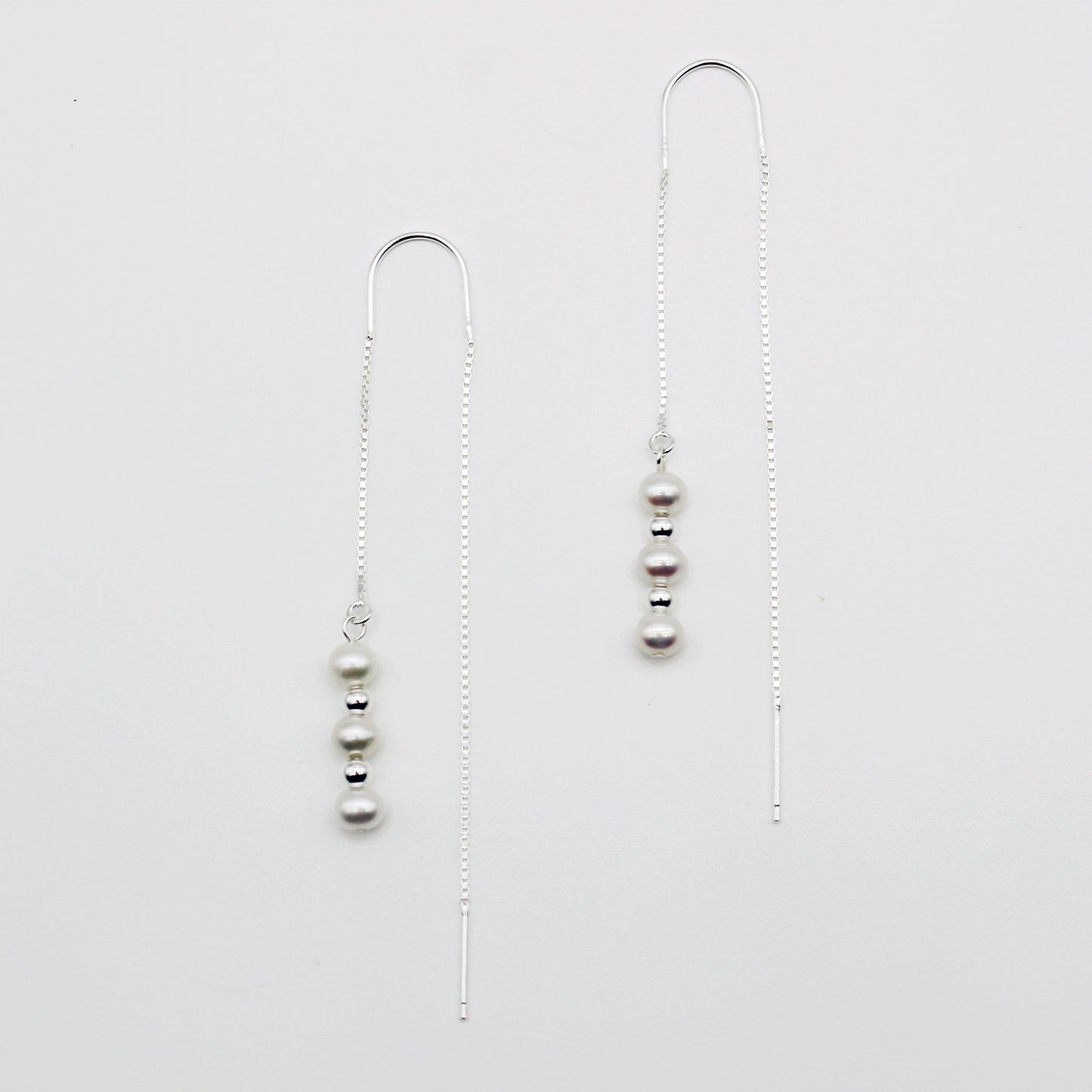 Sterling Silver Freshwater Pearl Threader Earrings