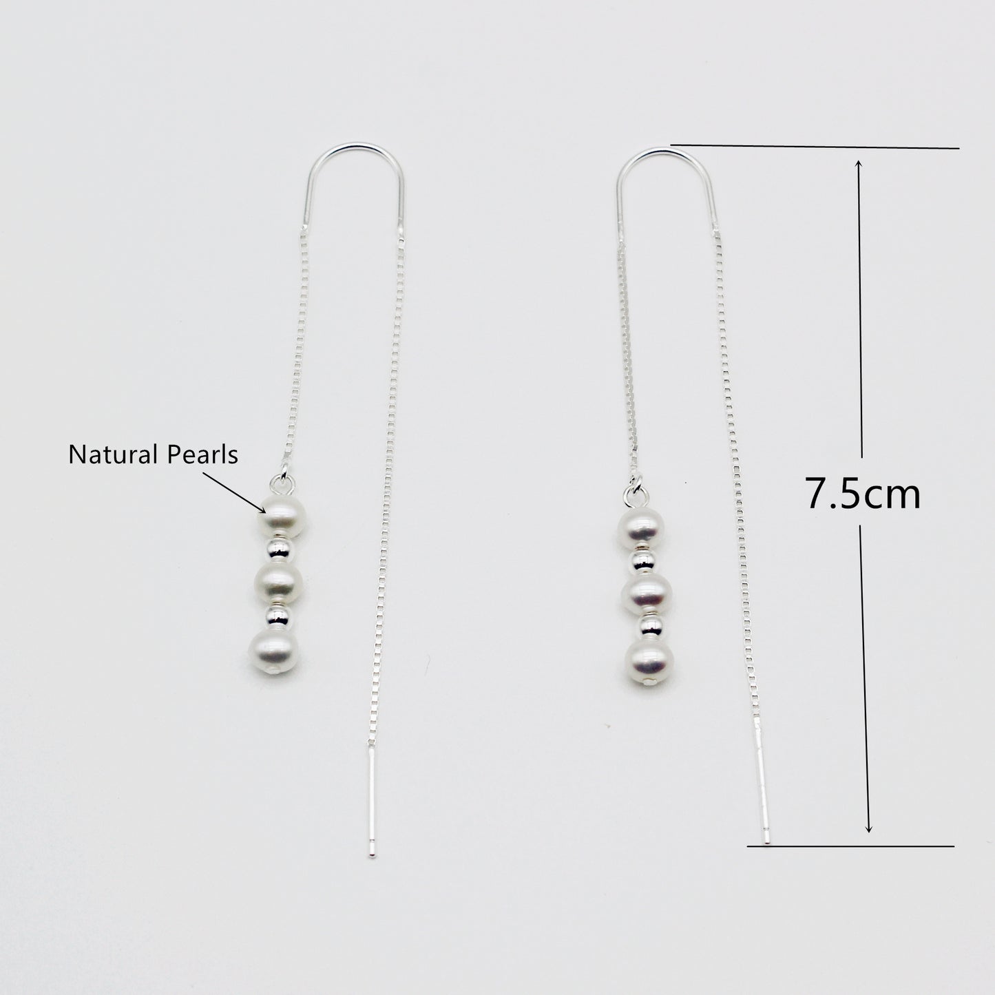 Sterling Silver Freshwater Pearl Threader Earrings