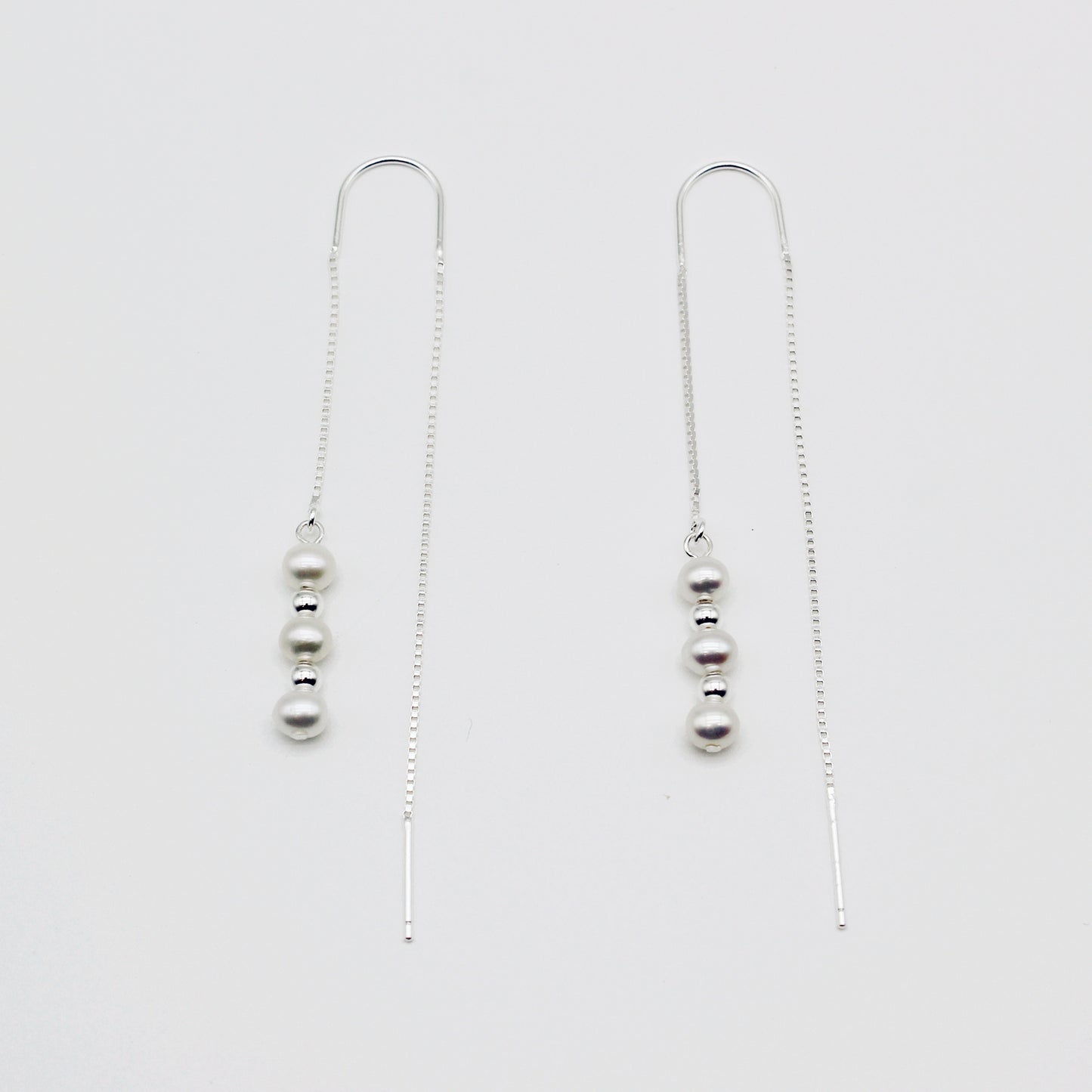 Sterling Silver Freshwater Pearl Threader Earrings