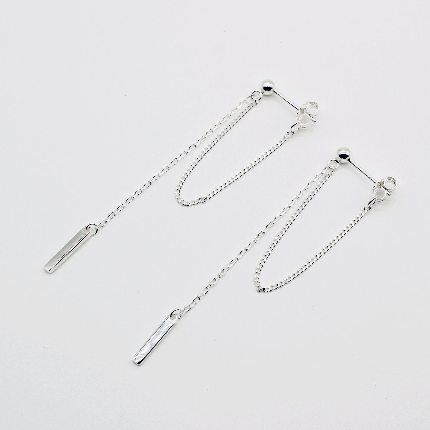 Sterling Silver Double Chain Drape Earrings
