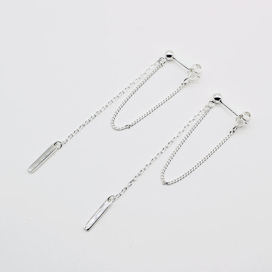 Sterling Silver Double Chain Drape Earrings