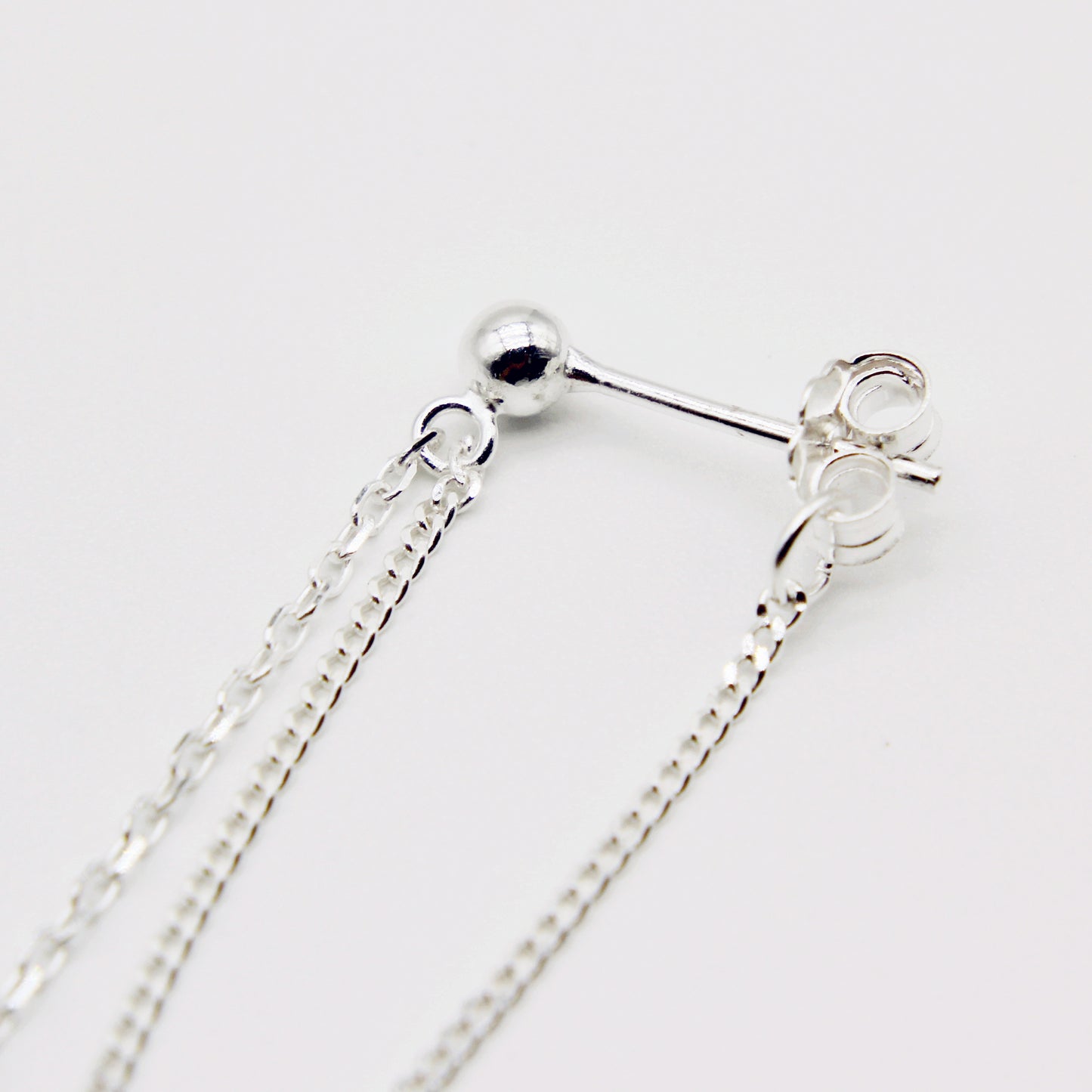 Sterling Silver Double Chain Drape Earrings