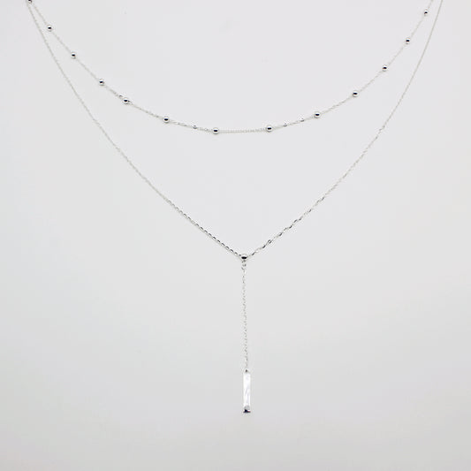 Sterling Silver Stacking Double Chain Lariat Necklace