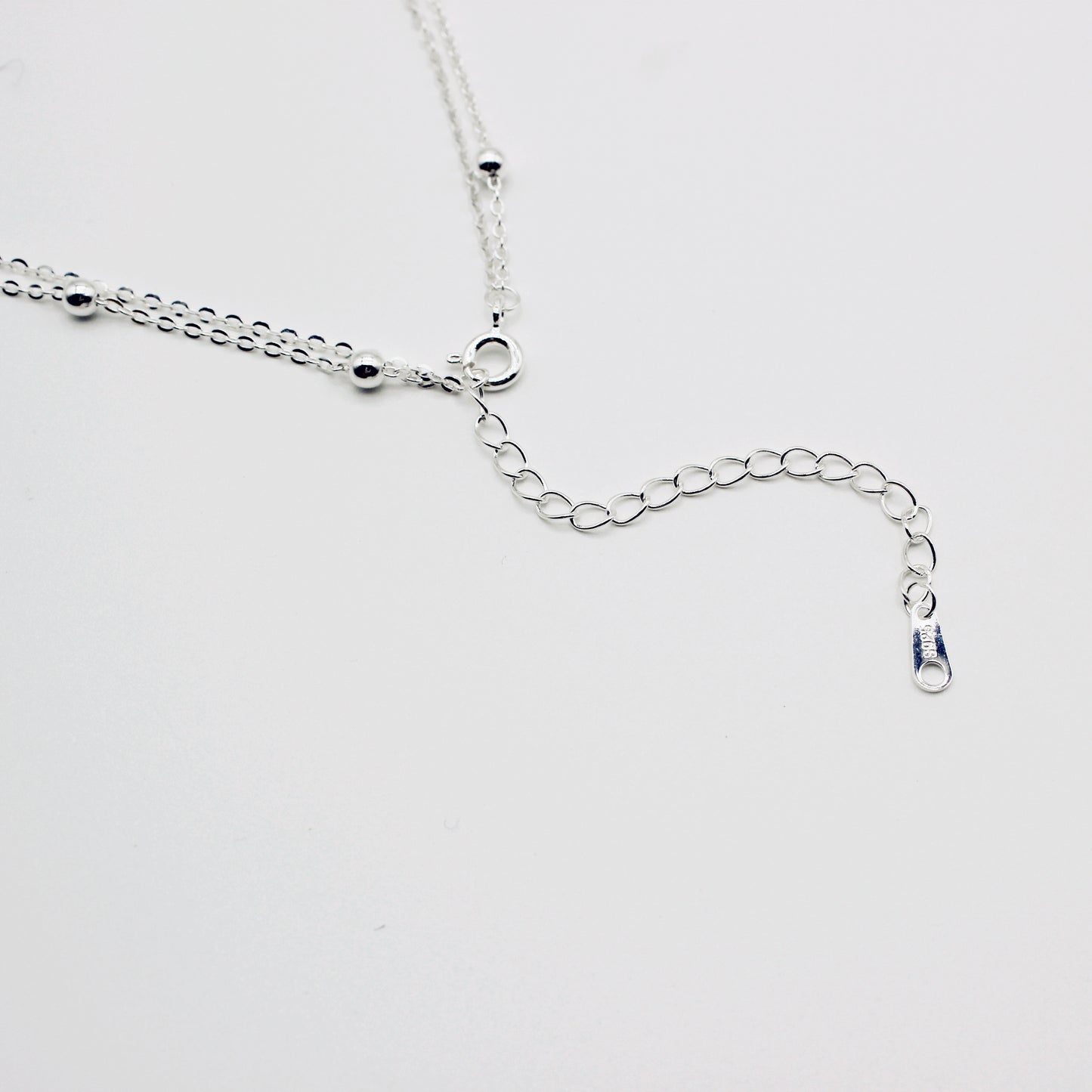 Sterling Silver Stacking Double Chain Lariat Necklace