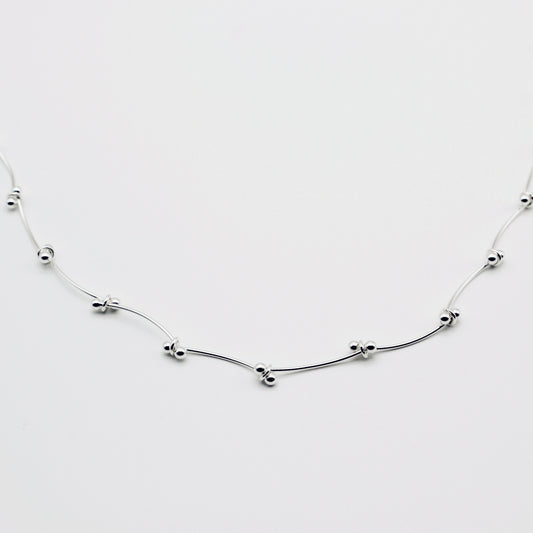 Sterling Silver Linked Skinny Bar Choker Necklace