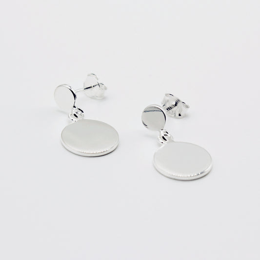 Sterling Silver Double Discs Dangle Earrings