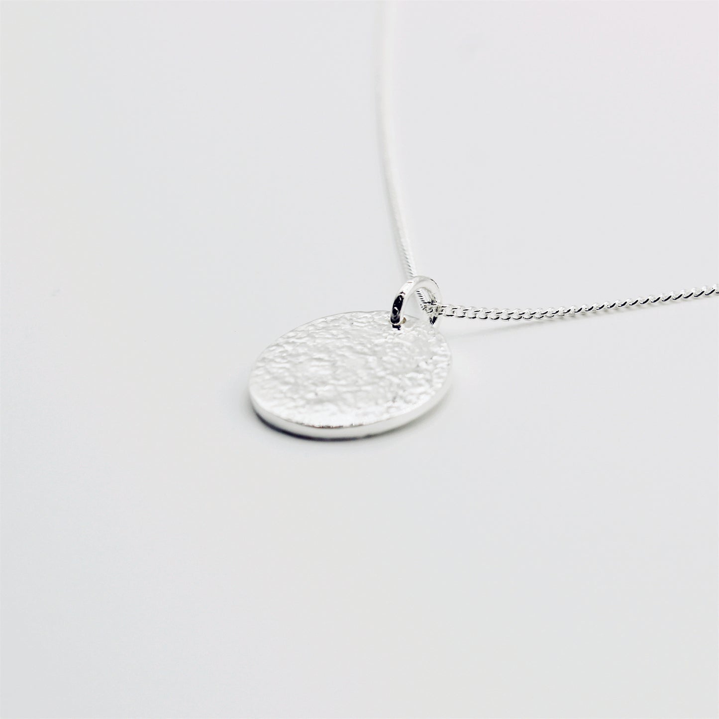 Sterling Silver Tiny Disc Charm Tassel Necklace Set with Textured Charm