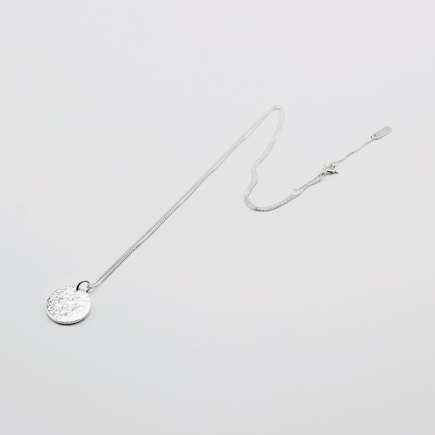 Sterling Silver Organic Finish Disc Necklace