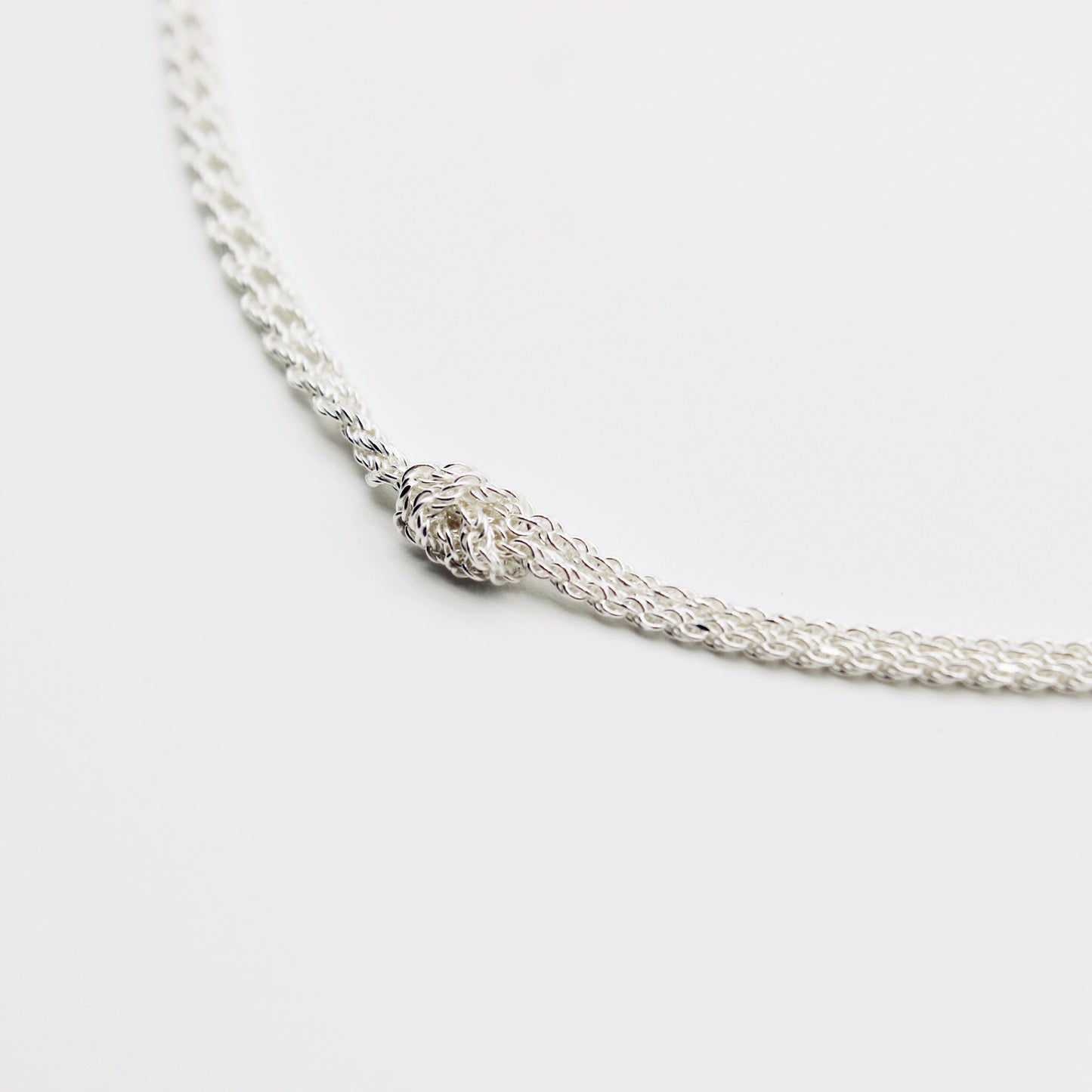 Sterling Silver Knotted Double Rope Chain Necklace & Tiny Disc Stacking Necklace Set