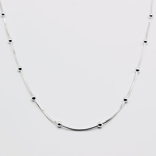 Sterling Silver Bead Snake Chain Necklace