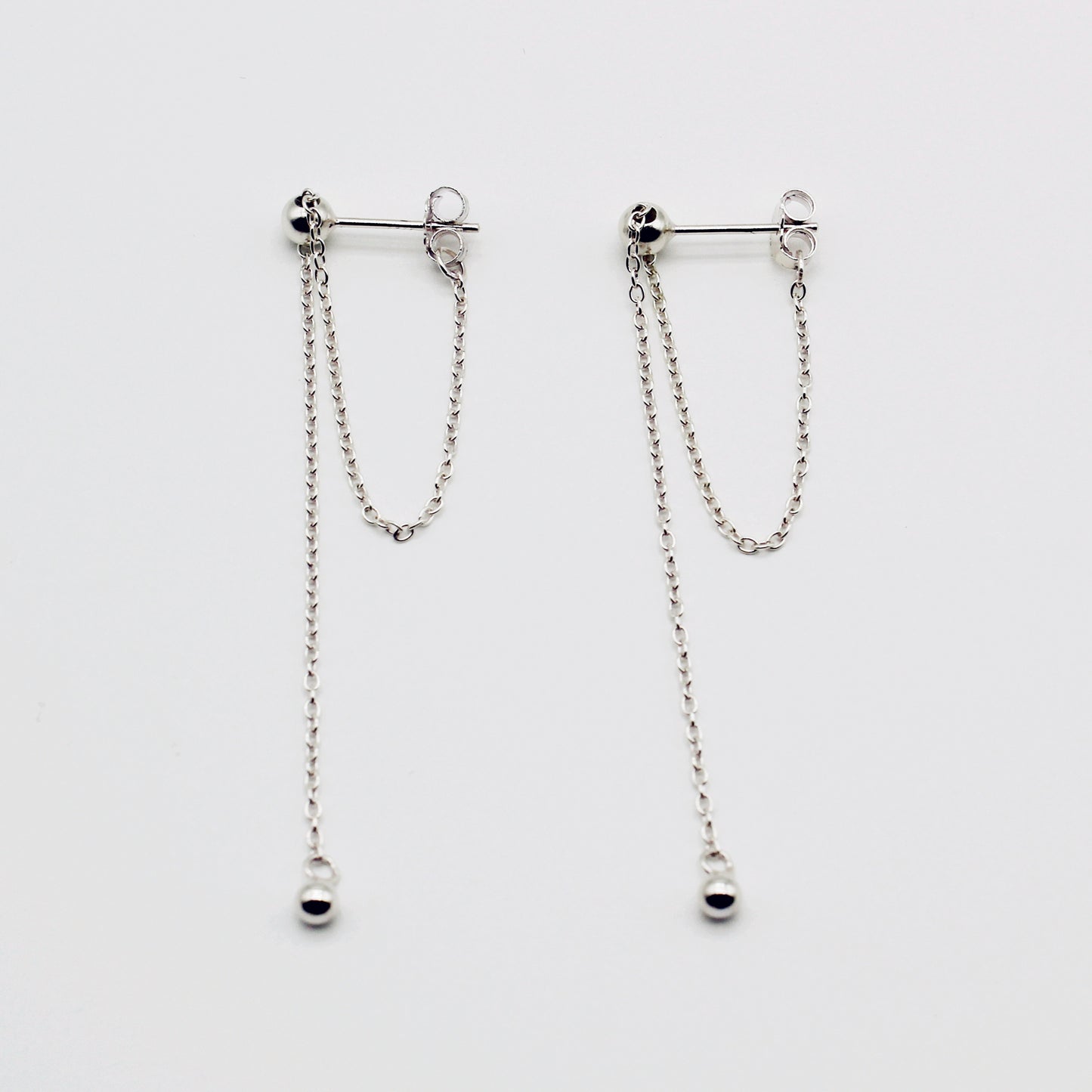 Sterling Silver Adjustable Drape Chain Earrings