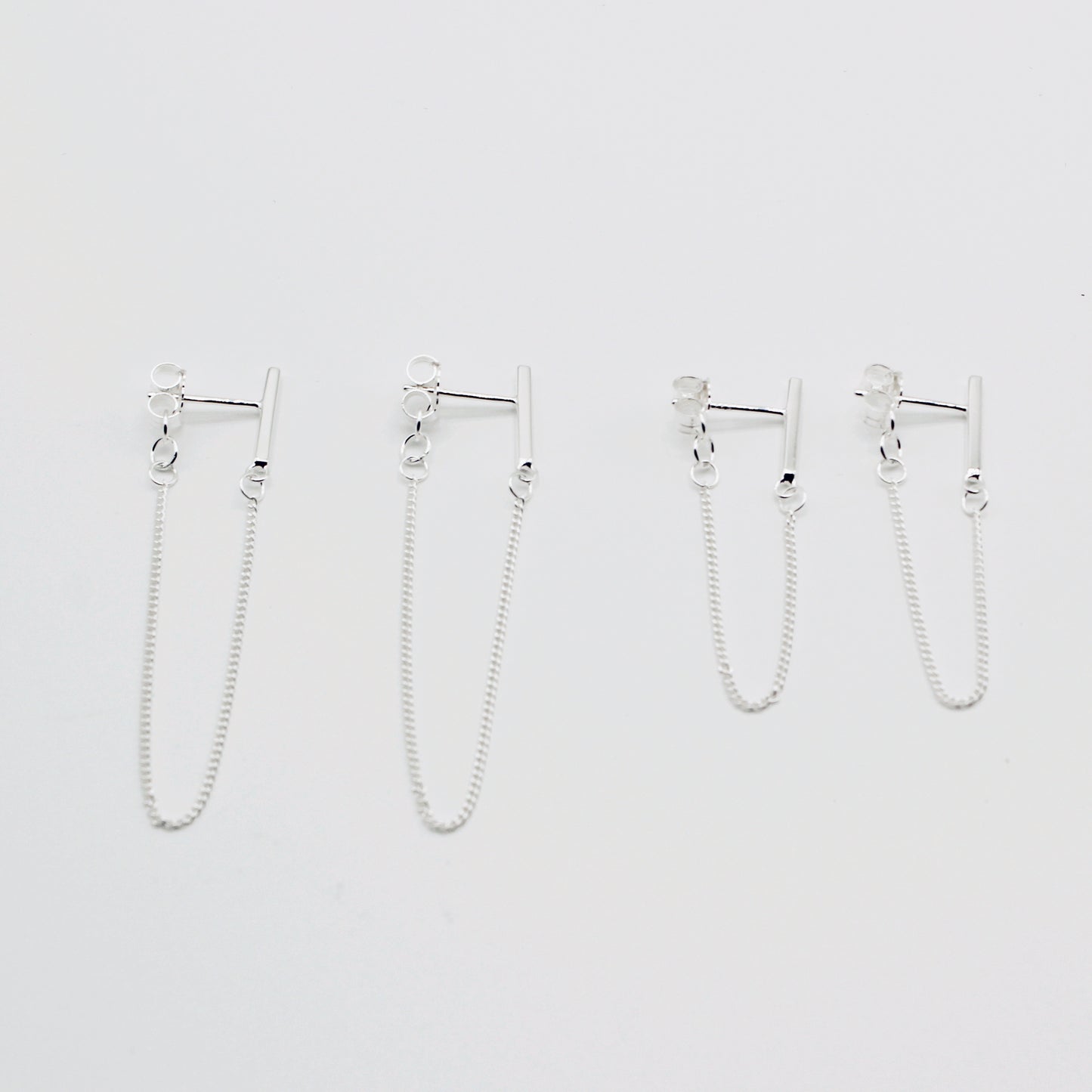 Sterling Silver Bar & Drop Chain Earrings