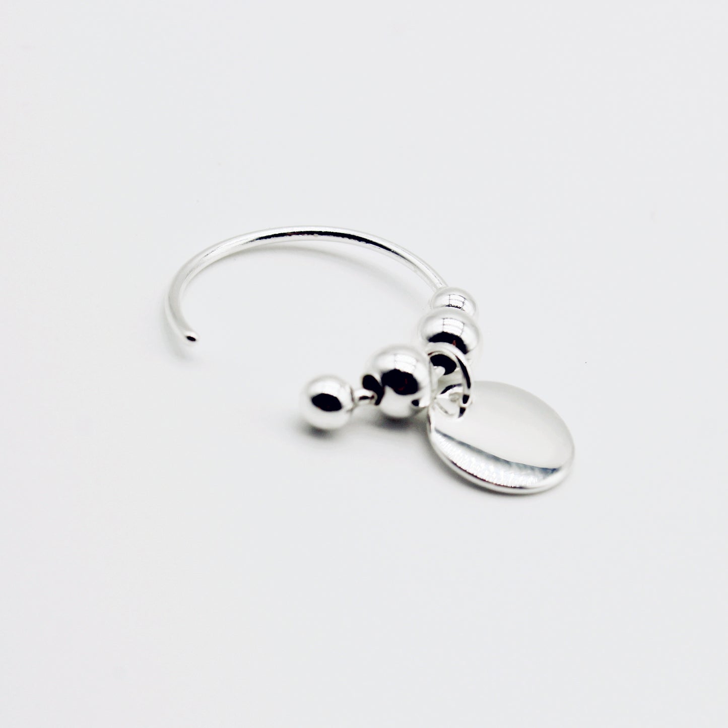 Sterling Silver Disc Open Hoop Earrings