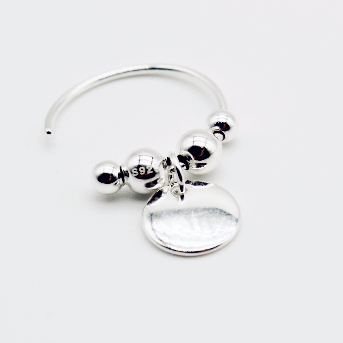 Sterling Silver Disc Open Hoop Earrings