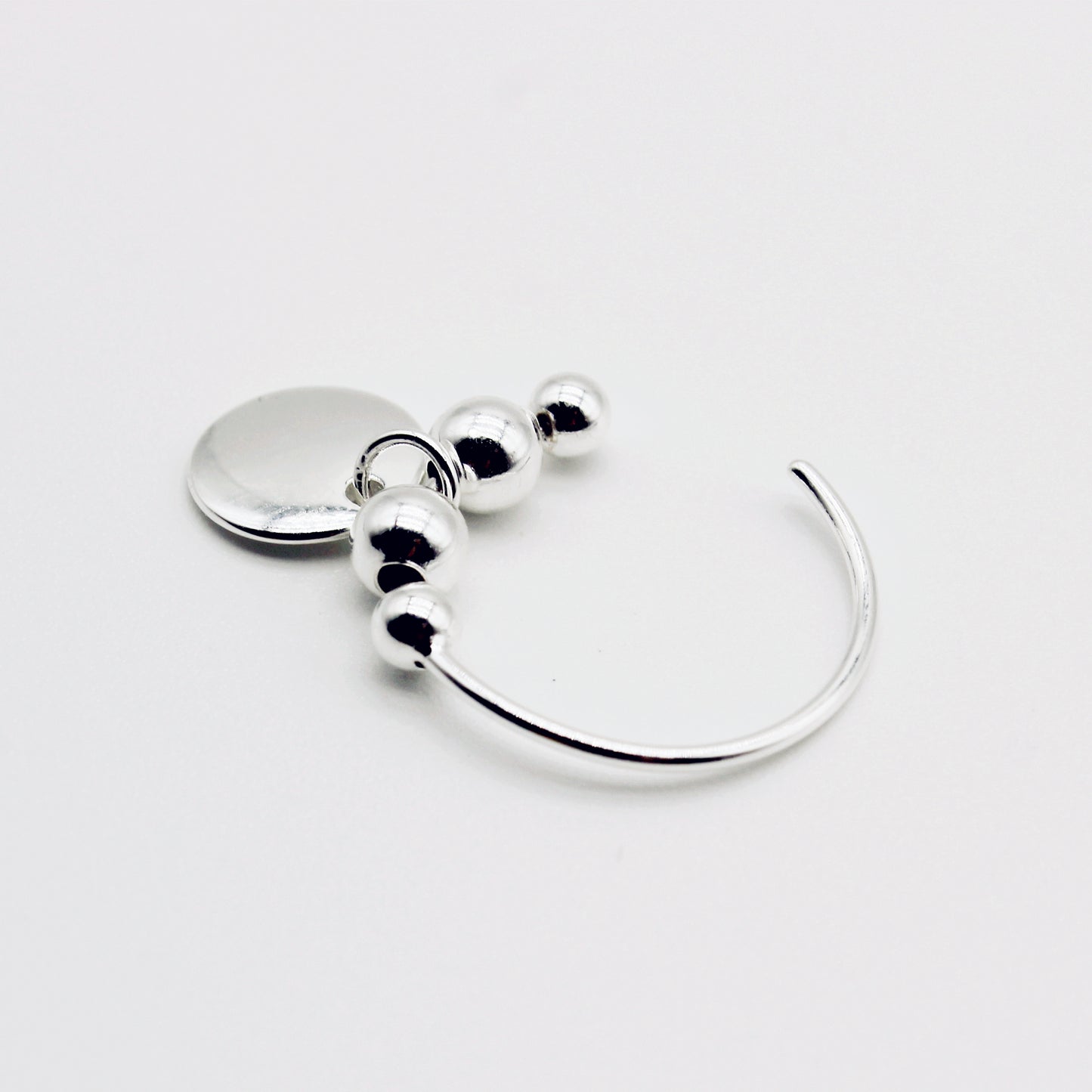Sterling Silver Disc Open Hoop Earrings