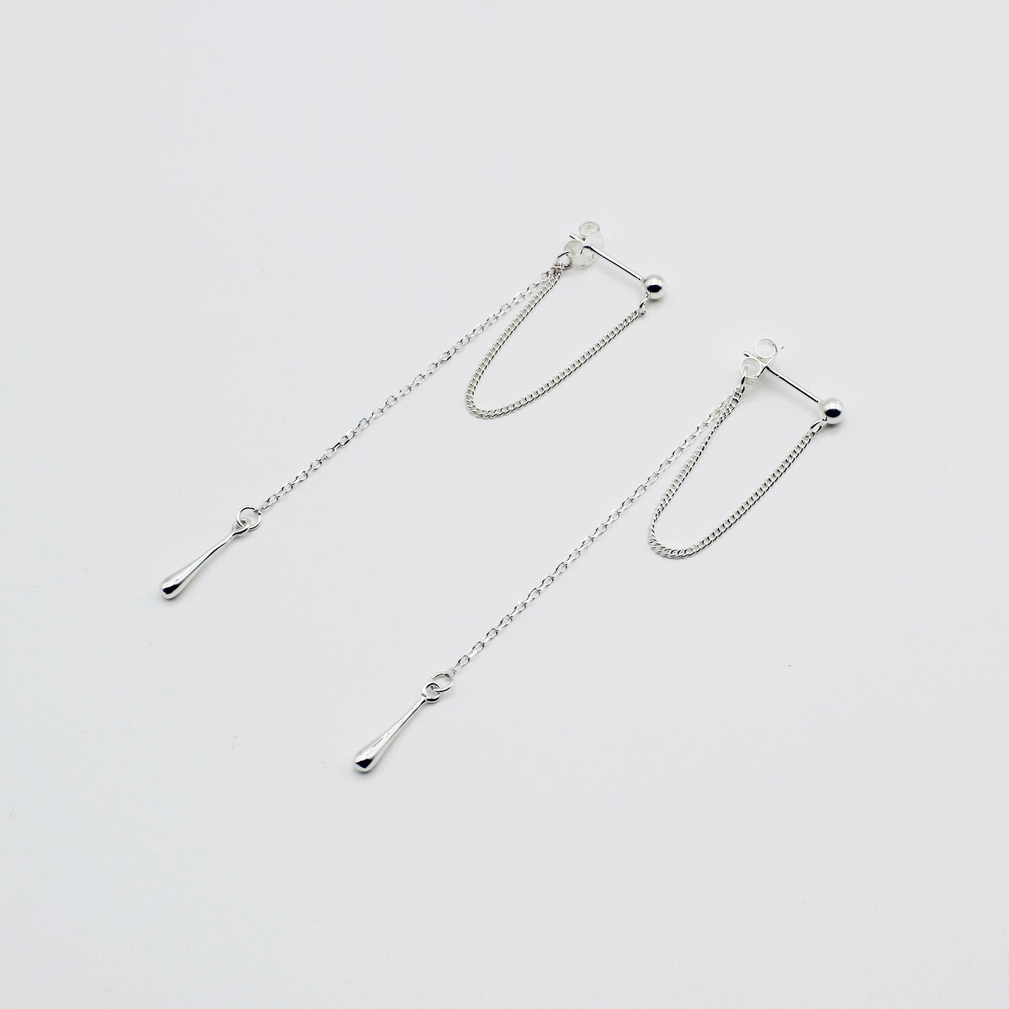 Sterling Silver Front to Back Drape Chain Droplet Earring