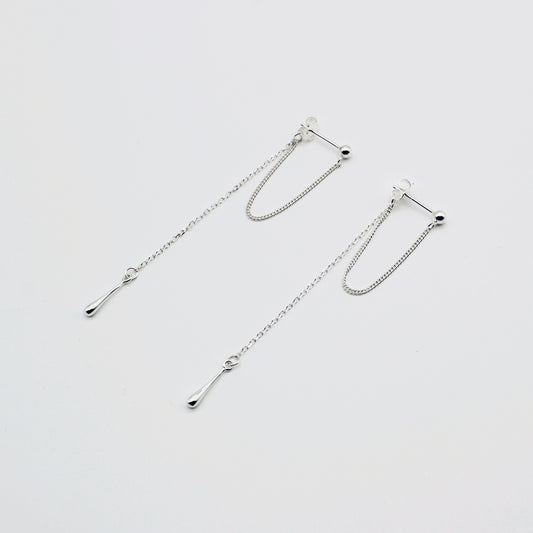 Sterling Silver Front to Back Drape Chain Droplet Earring