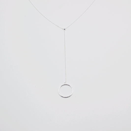 Sterling Silver Circle Lariat Necklace
