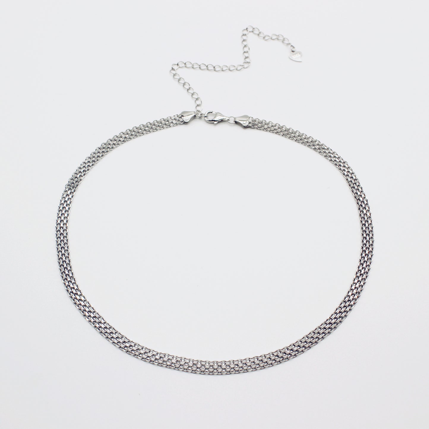 Sterling Silver Skinny Chainmail Choker Necklace