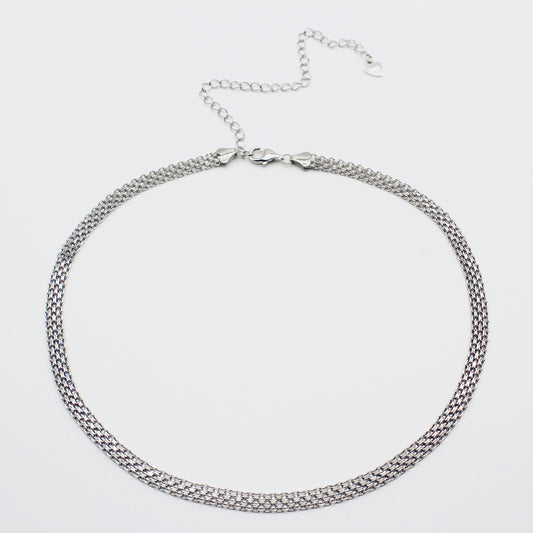 Sterling Silver Skinny Chainmail Choker Necklace