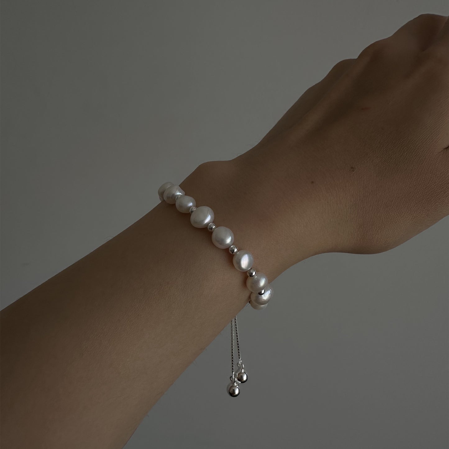 White Freshwater Pearl Slider Bracelet