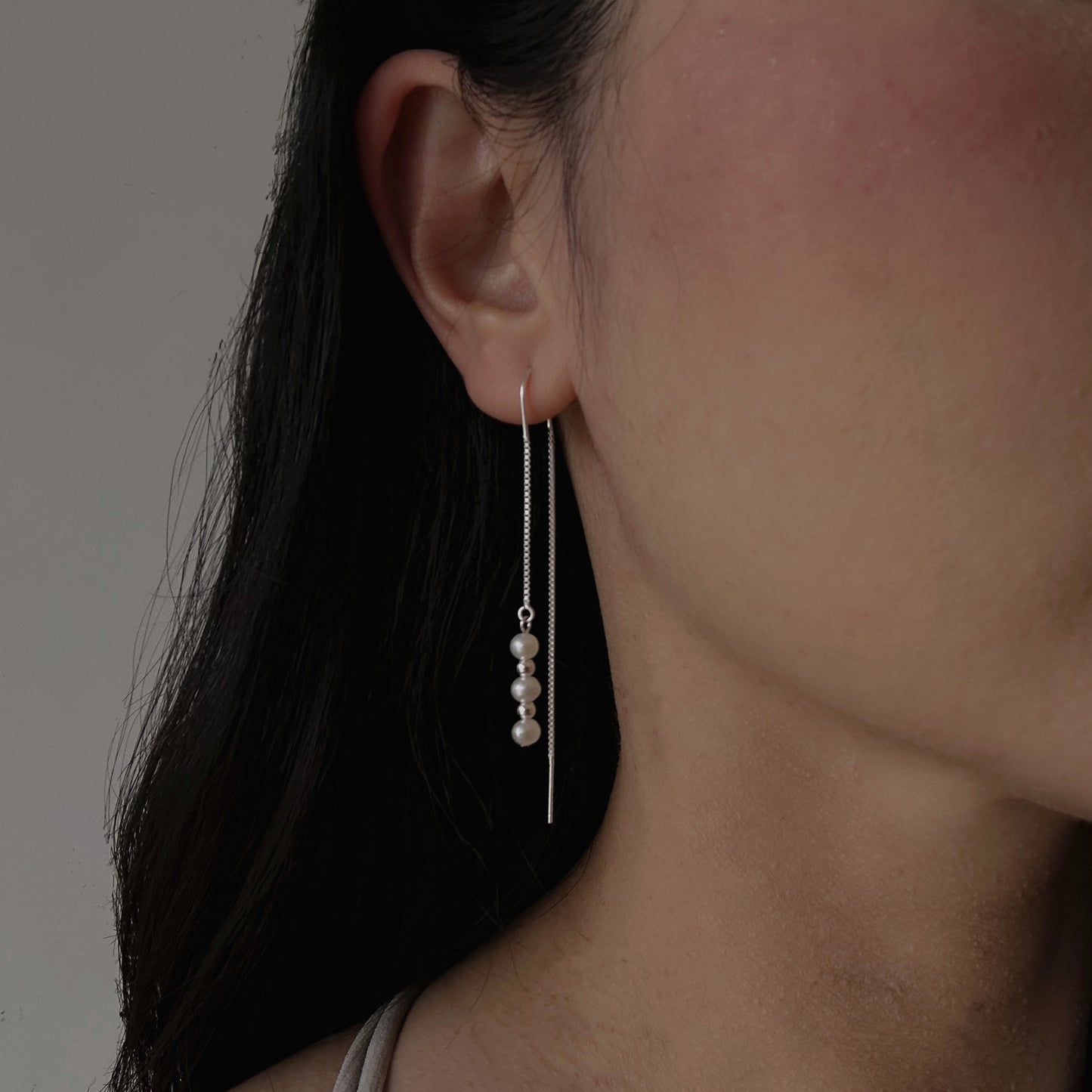 Sterling Silver Freshwater Pearl Threader Earrings