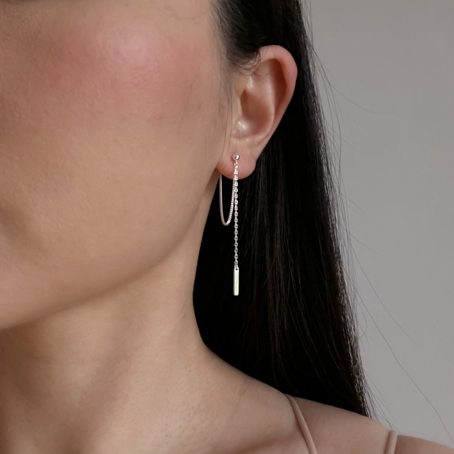 Sterling Silver Double Chain Drape Earrings