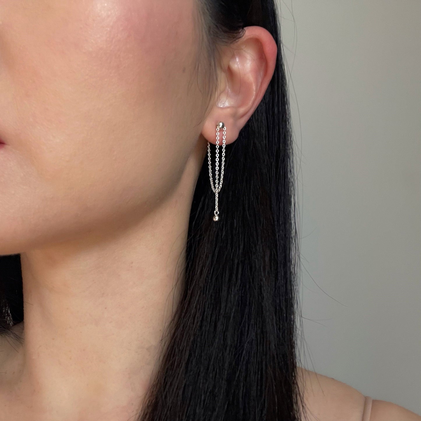 Sterling Silver Adjustable Drape Chain Earrings