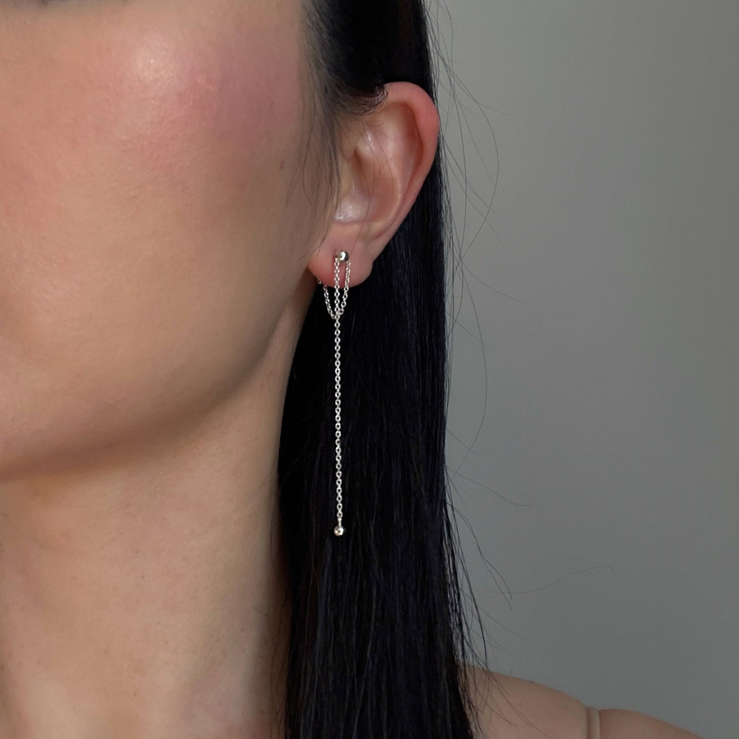 Sterling Silver Adjustable Drape Chain Earrings