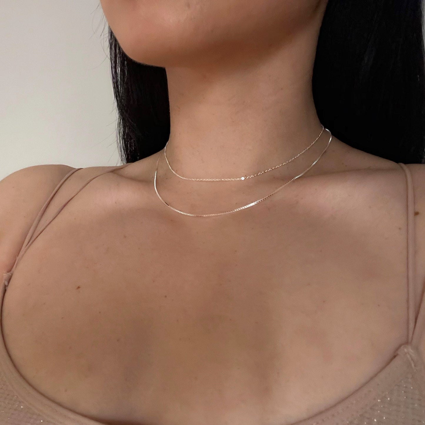 Sterling Silver Double String Choker Necklace, Available in Silver/Gold Tone
