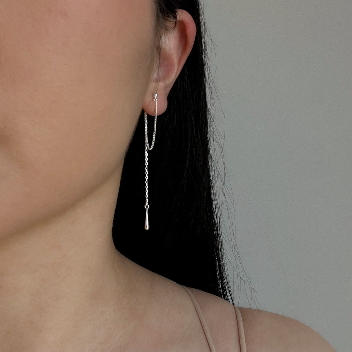 Sterling Silver Front to Back Drape Chain Droplet Earring