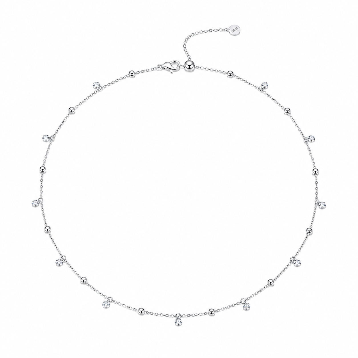 Sterling Silver Cubic Zirconia CHOKER Necklace
