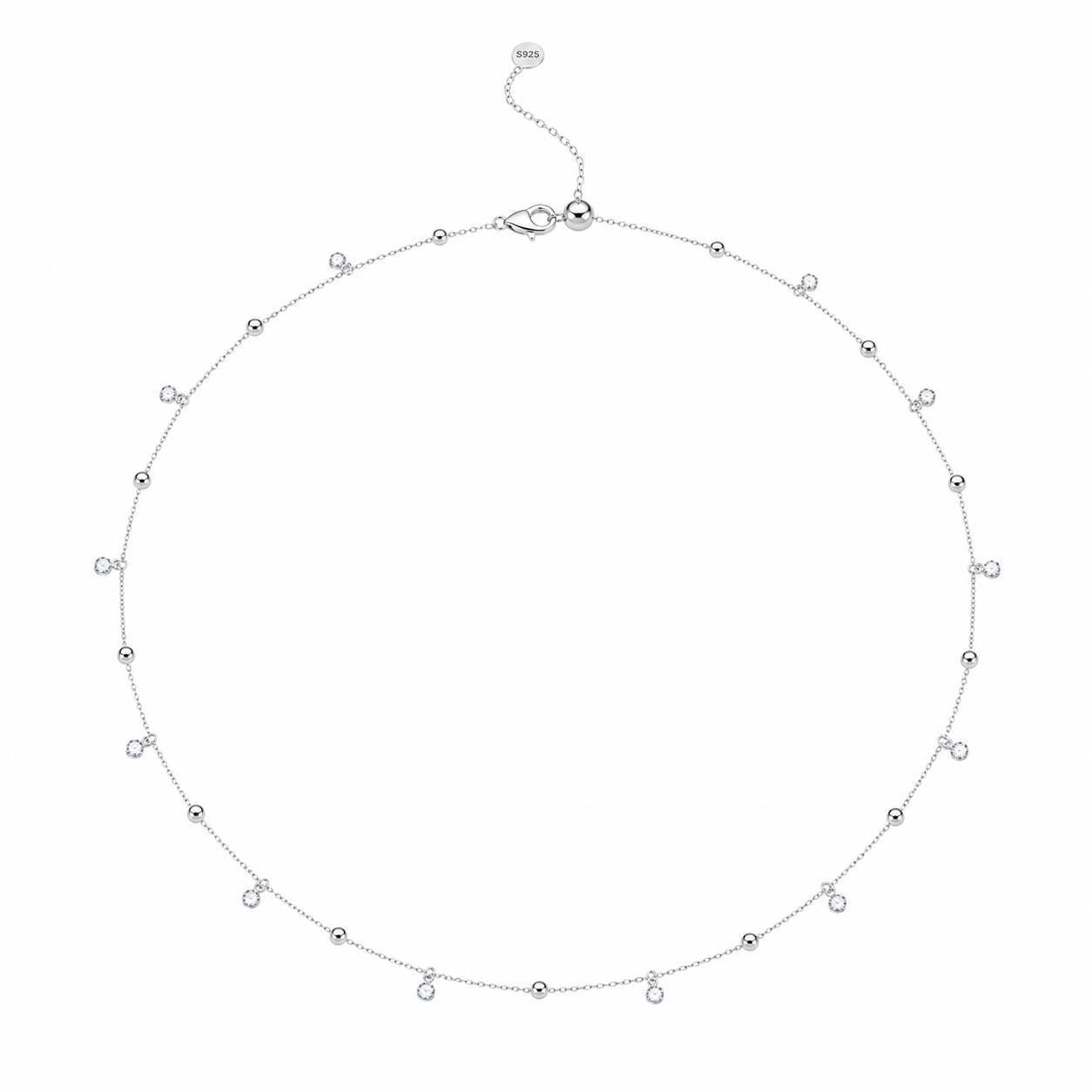 Sterling Silver Cubic Zirconia CHOKER Necklace