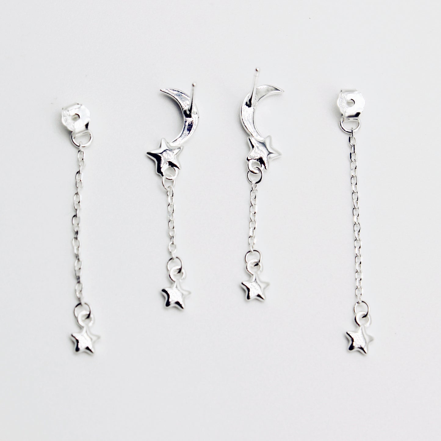 Sterling Silver Moon & Star Earrings