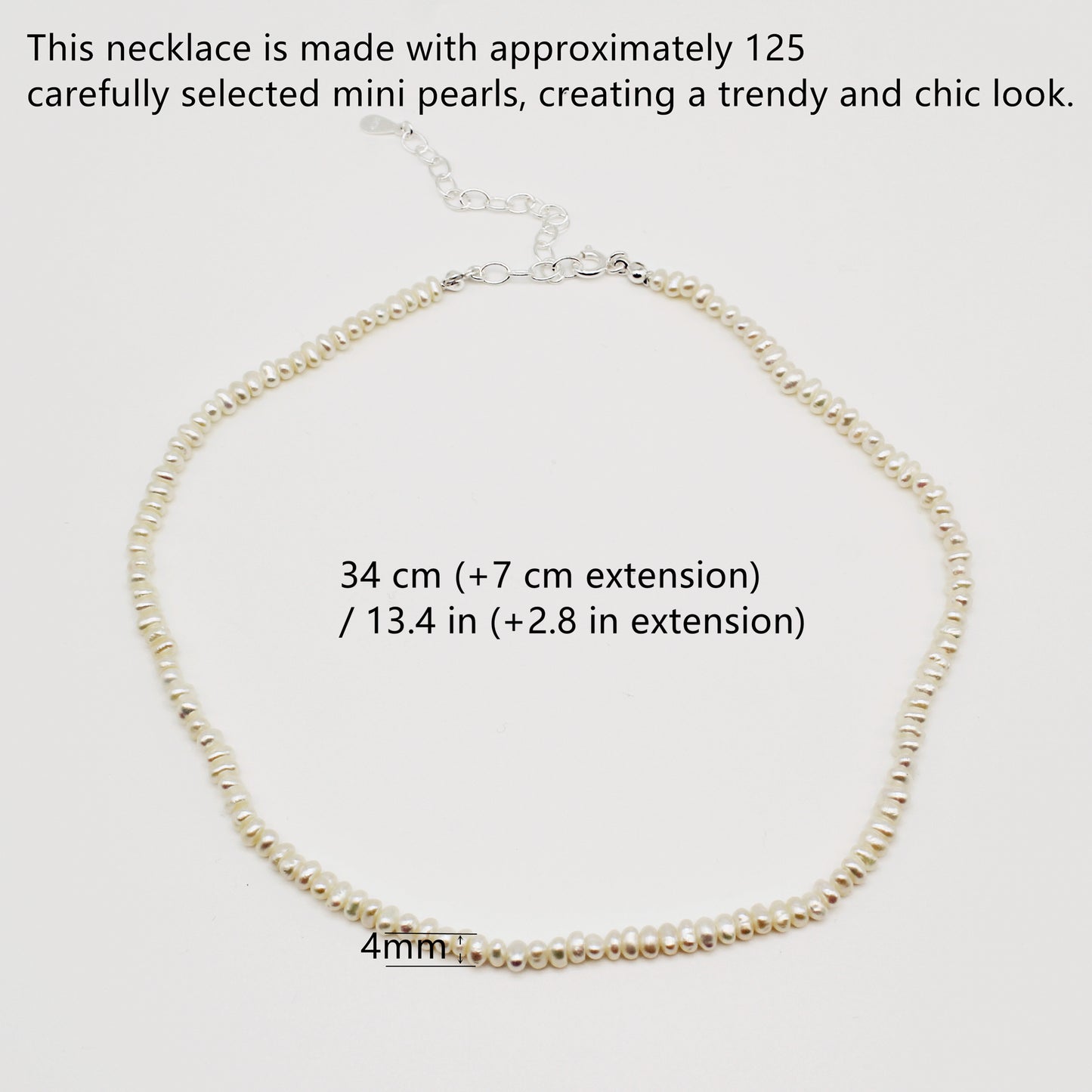 Sterling Silver Tiny Fresh Water Pearl Choker Necklace
