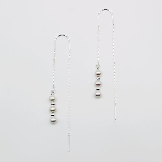Sterling Silver Freshwater Pearl Threader Earrings