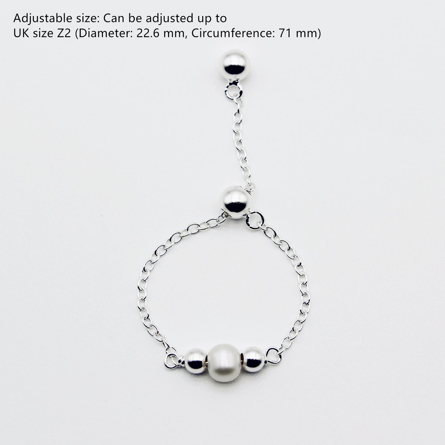 Single Pearl Sterling Silver Adjustable Ring