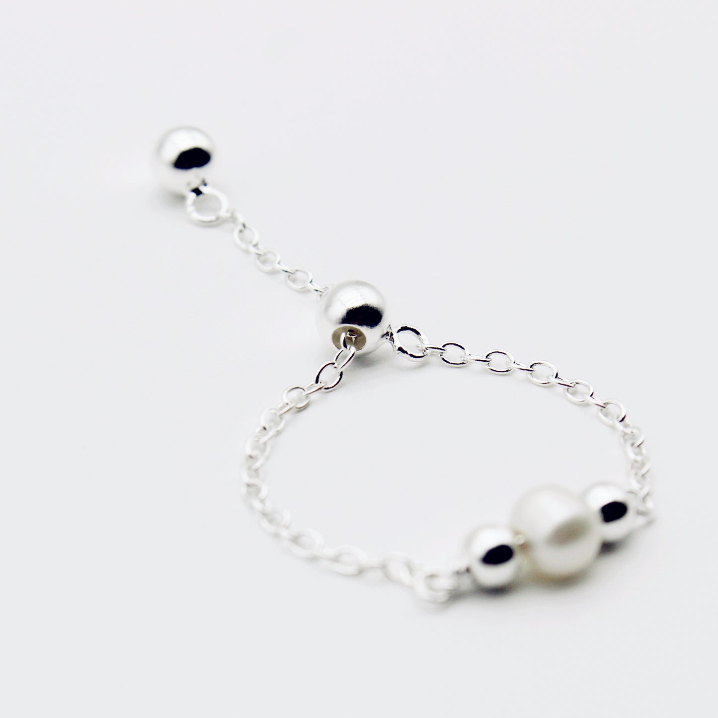 Single Pearl Sterling Silver Adjustable Ring