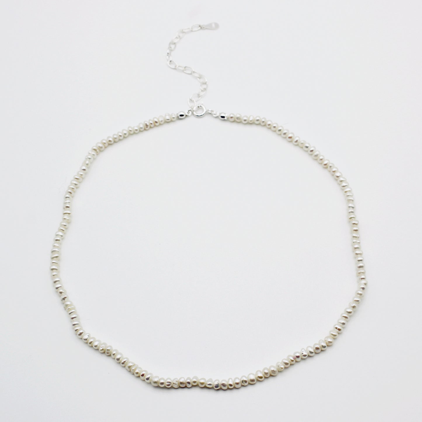 Sterling Silver Tiny Fresh Water Pearl Choker Necklace