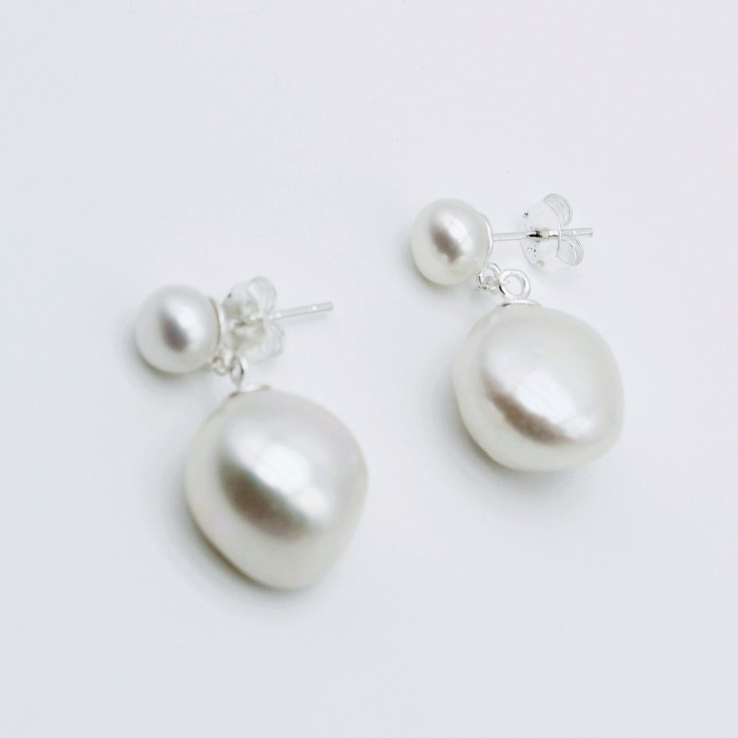 Sterling Silver Real Baroque Pearl Dangle Earrings