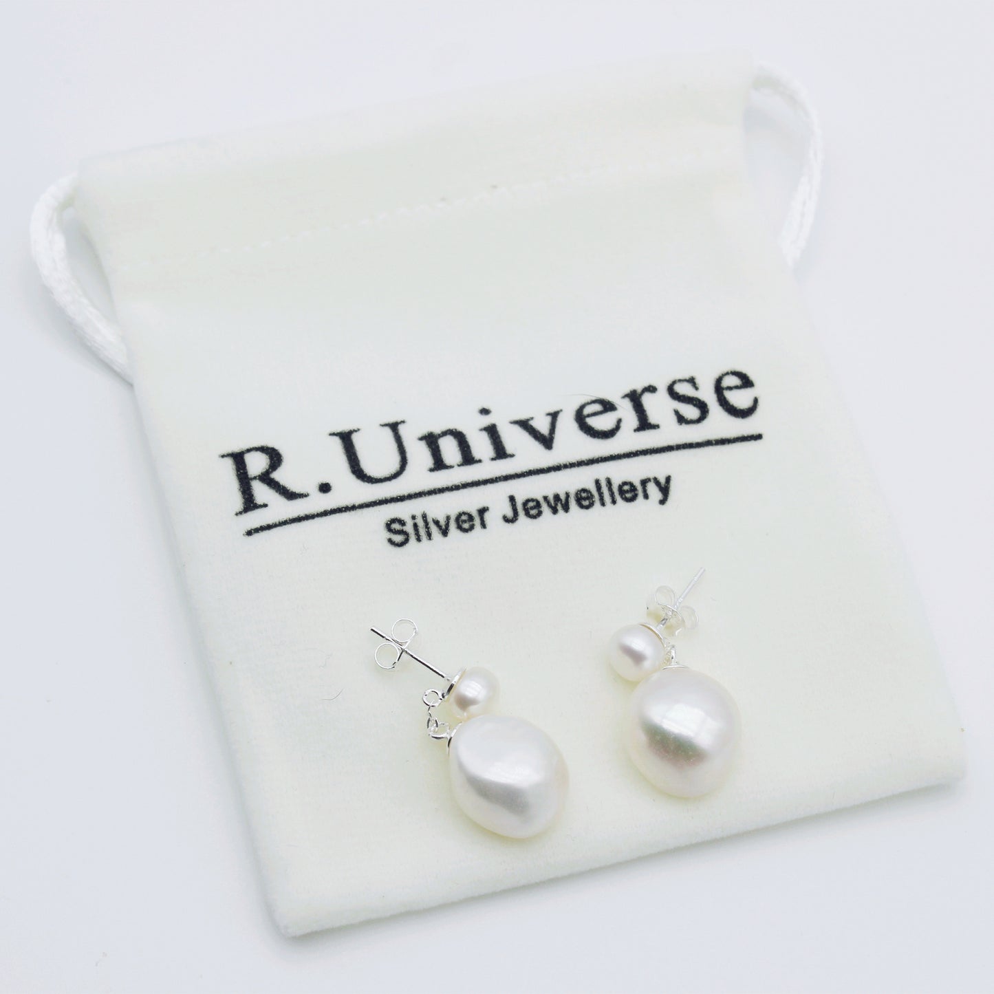 Sterling Silver Real Baroque Pearl Dangle Earrings