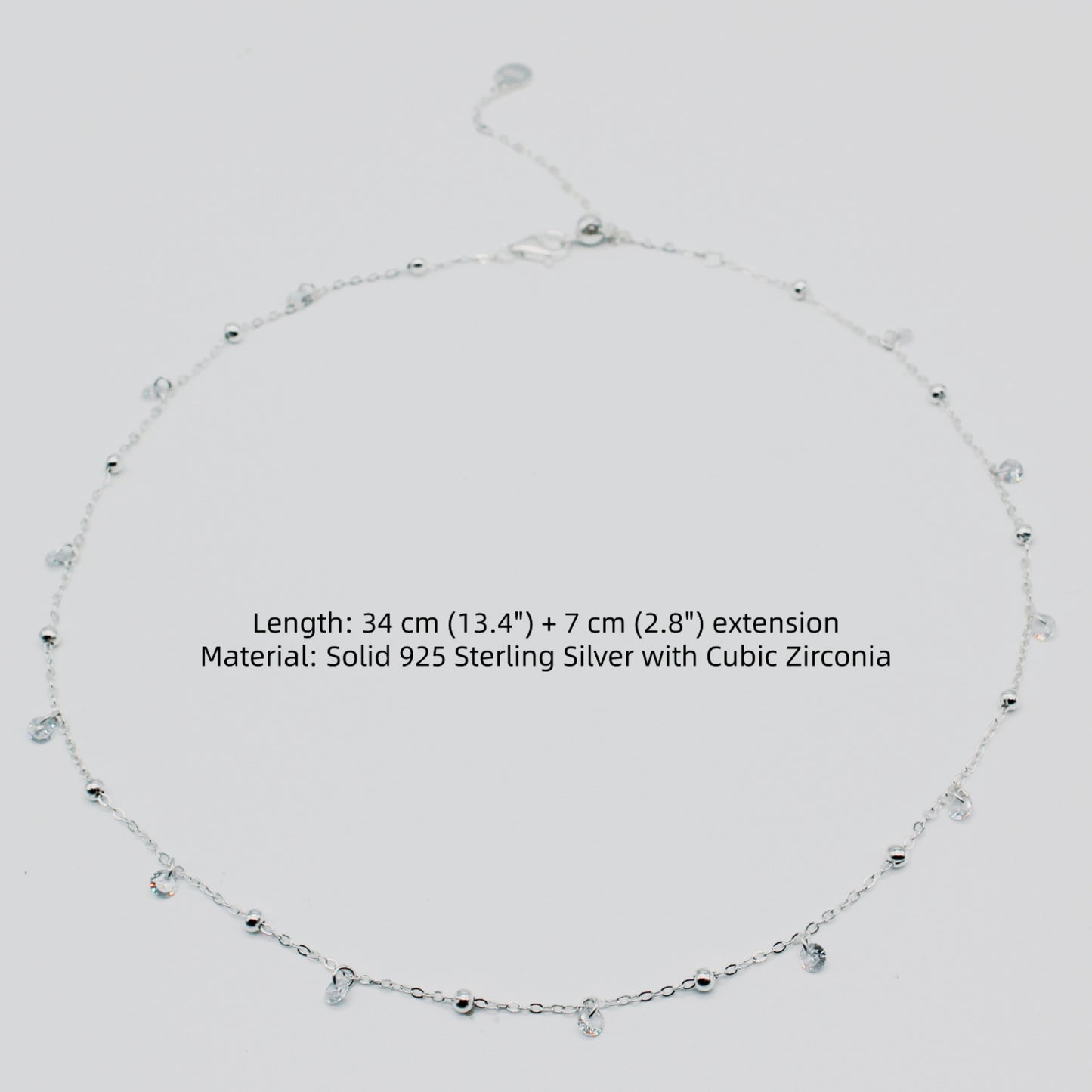 Sterling Silver Cubic Zirconia CHOKER Necklace