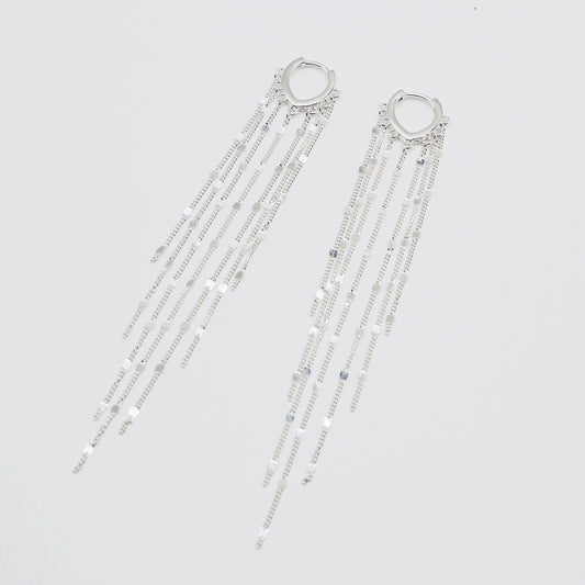 Sterling Silver Fringe Huggie Earrings