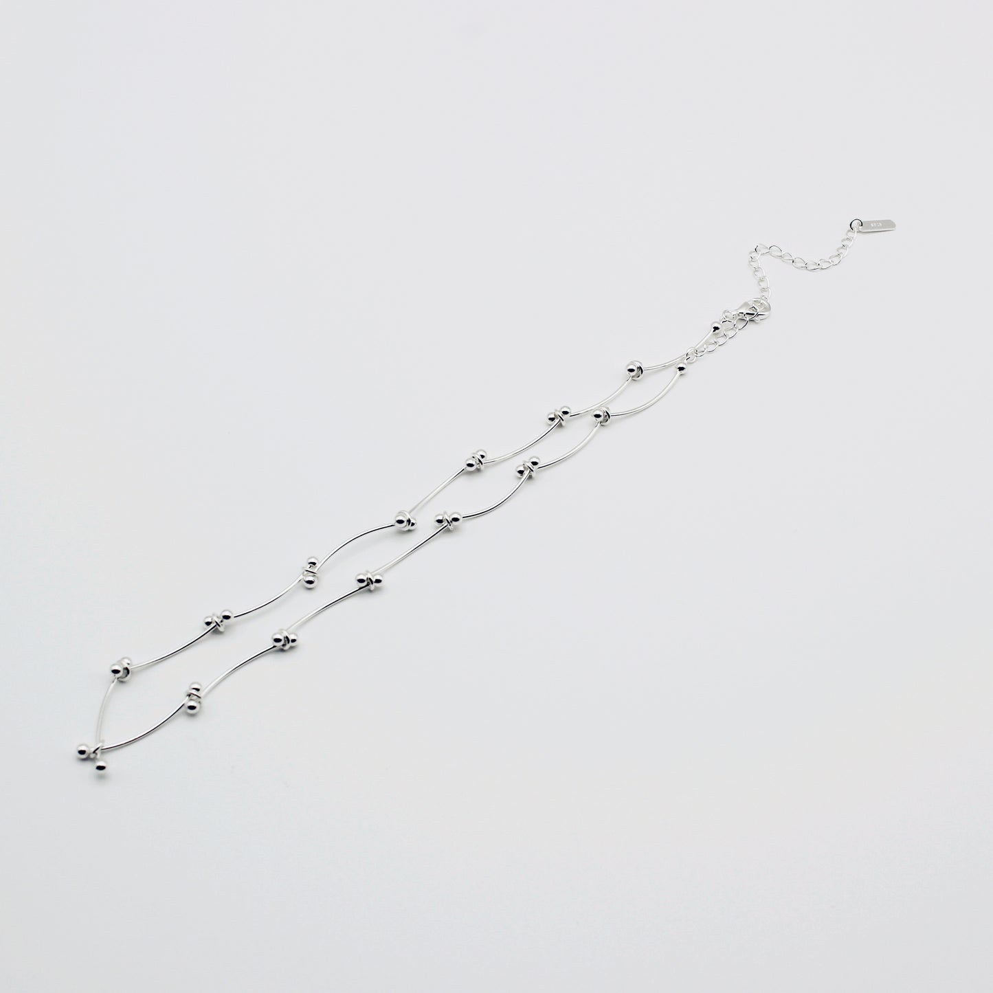 Sterling Silver Linked Skinny Bar Choker Necklace